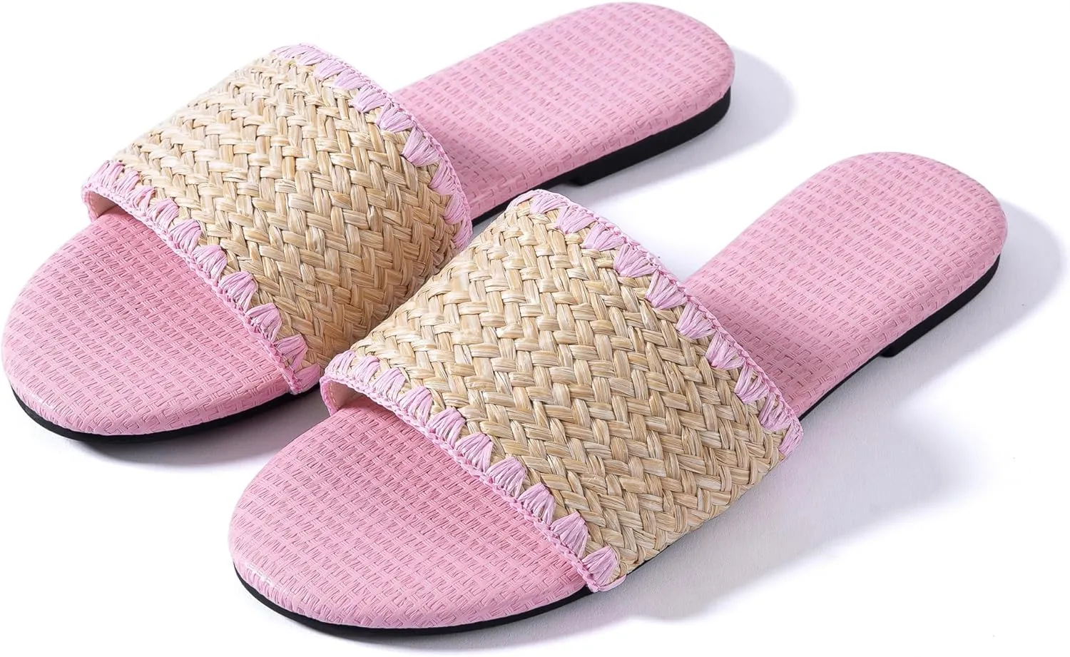 Mtzyoa Women Flat Sandals Braided Leather Nude Summer Dressy Fashion Evening Party Wedding Sandals