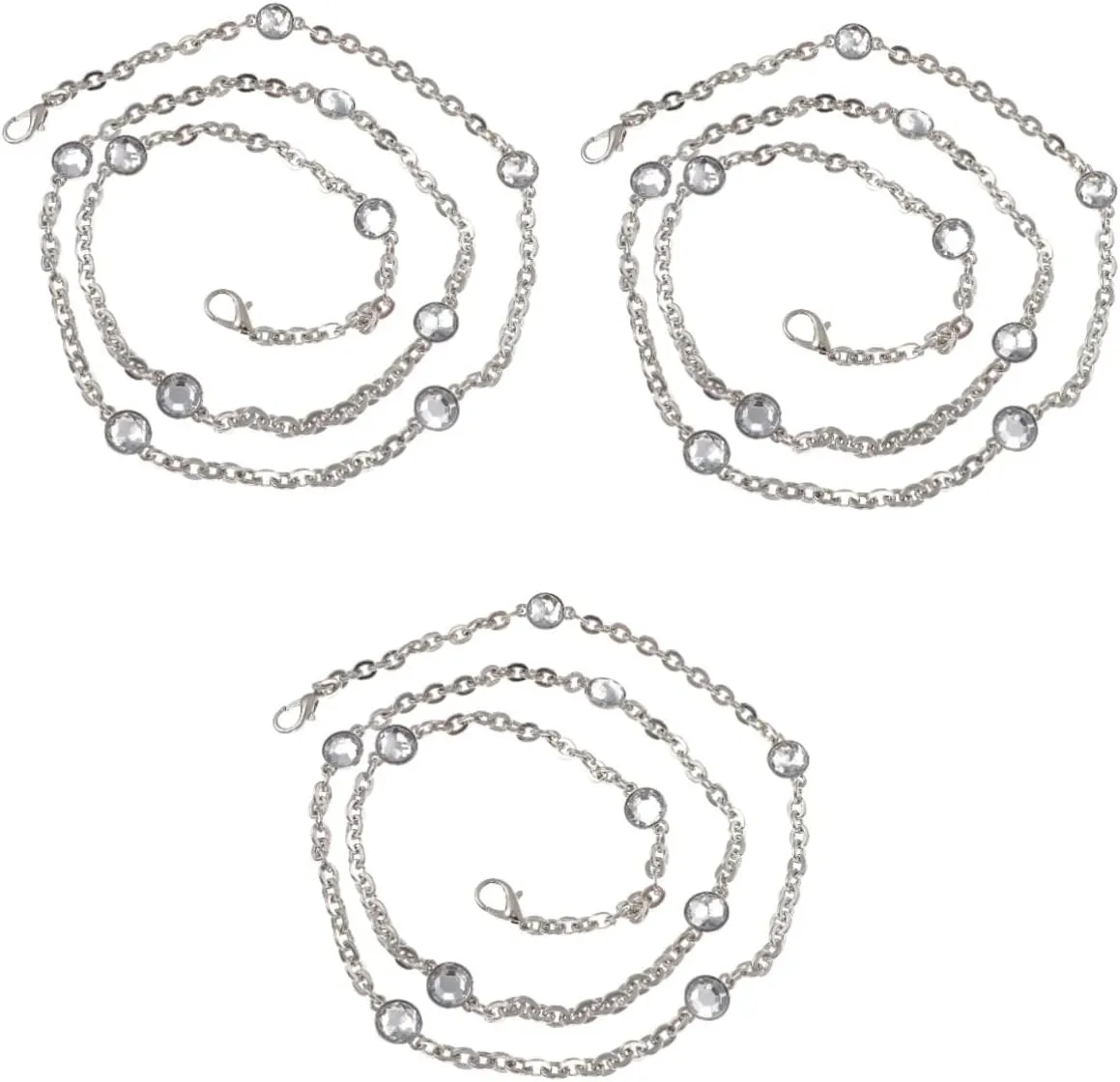 MUELODSIC 2pcs Stylish Crystal Bag Chain Detachable Shoulder Strap for Handbags DIY Purse Chain Lightweight Replacement for Clutches and Shoulder Bags Versatile Accessory for Fashionable