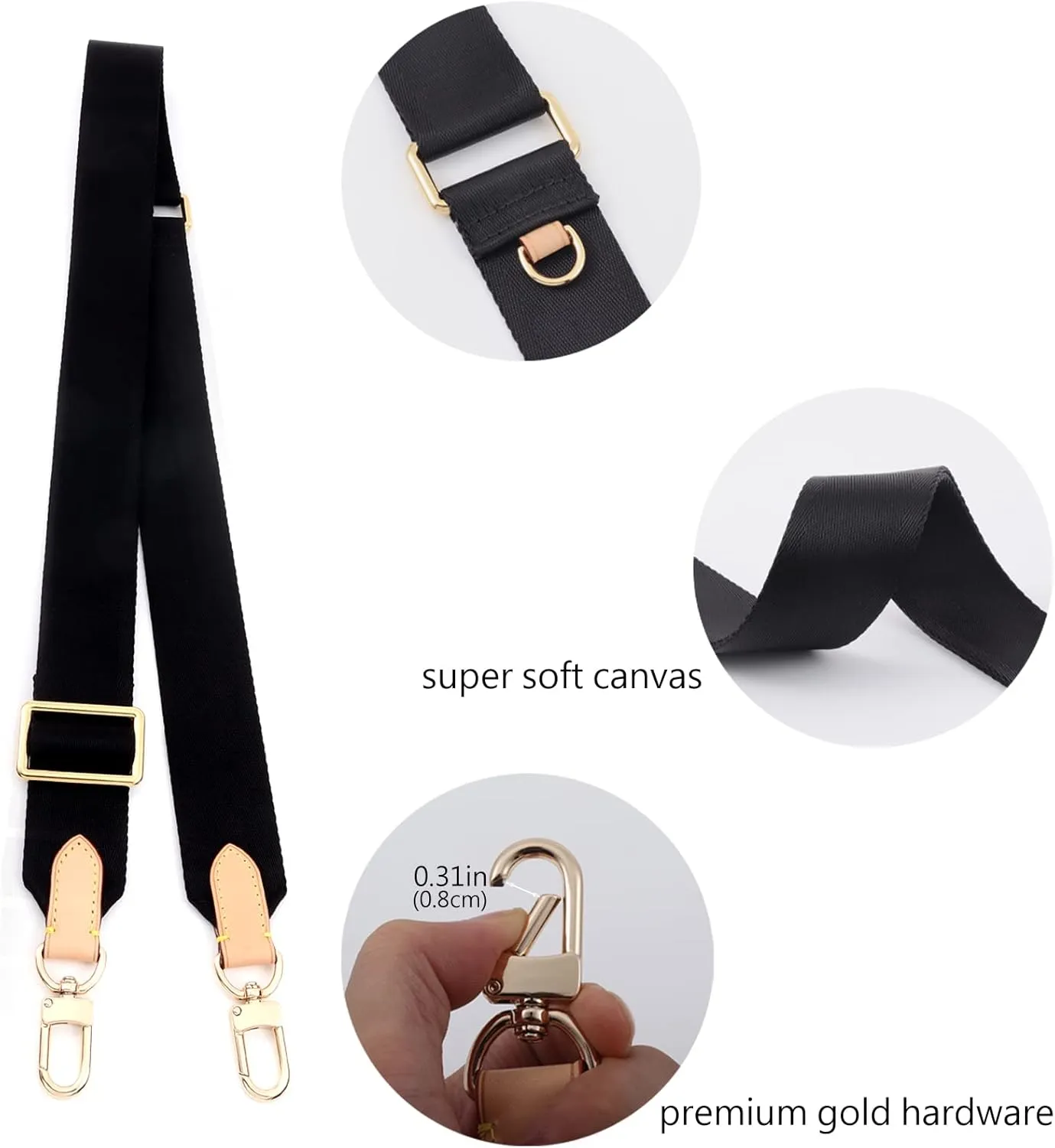 Multi Pochette Accessories Replacement Crossbody Strap Adjustable Wide Canvas Strap for LV Purse Shoulder Bags