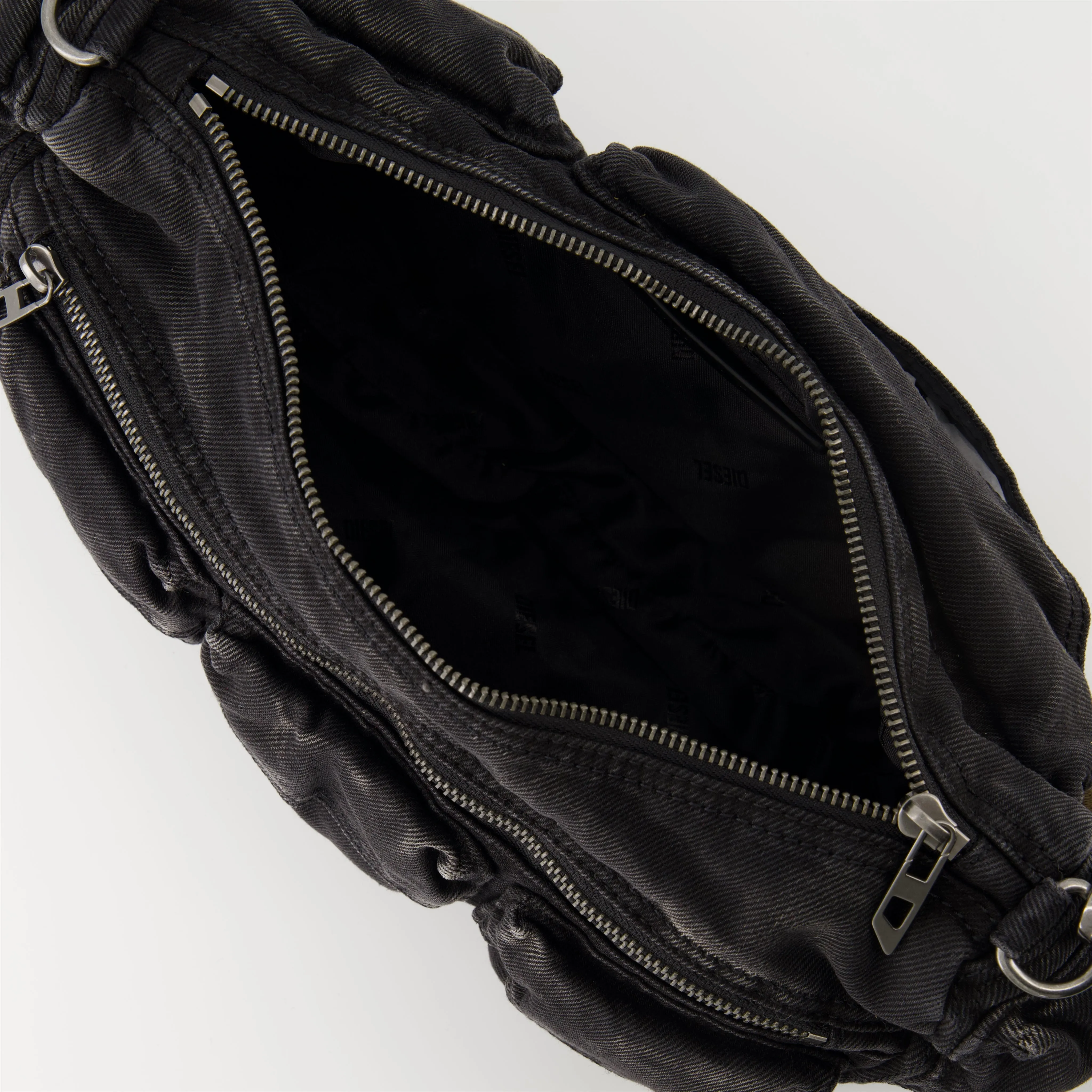 Multi-Pocket Black Denim Bag
