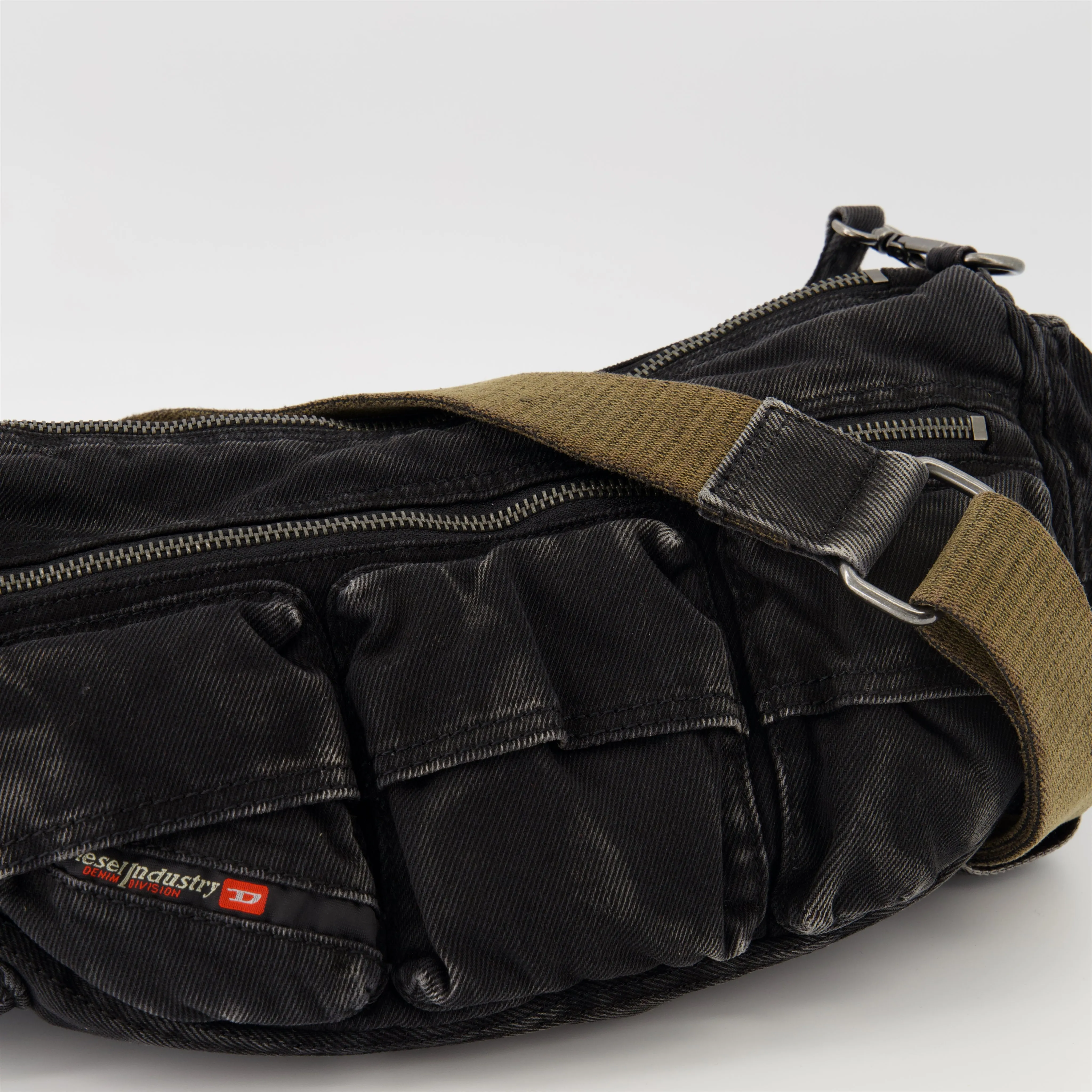 Multi-Pocket Black Denim Bag