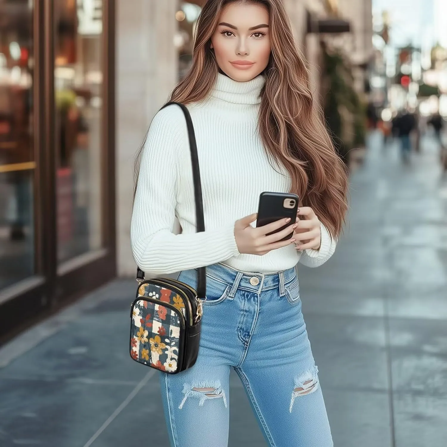 Multi Pocket PU Leather Casual Crossbody Bag for Women