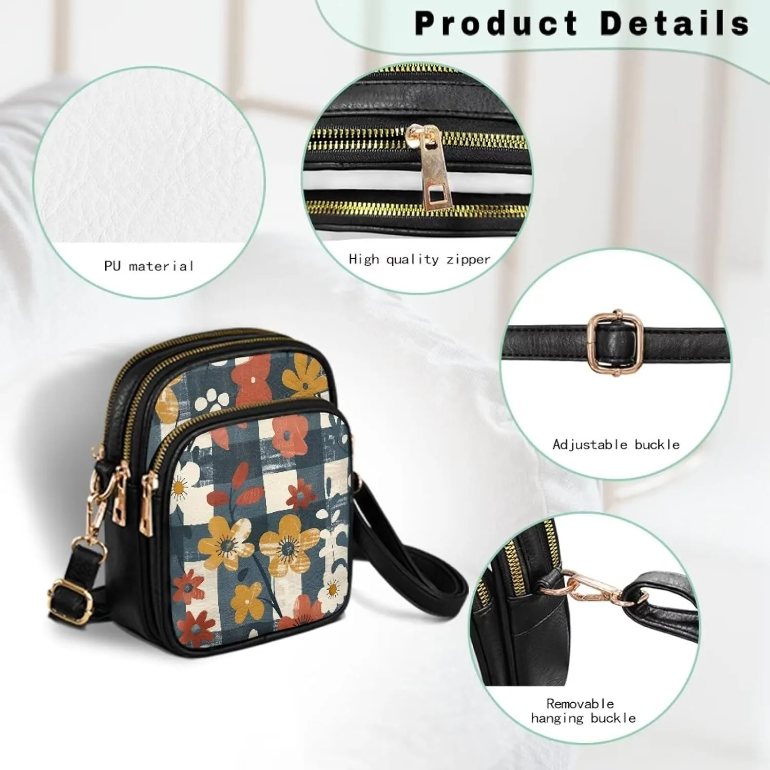 Multi Pocket PU Leather Casual Crossbody Bag for Women