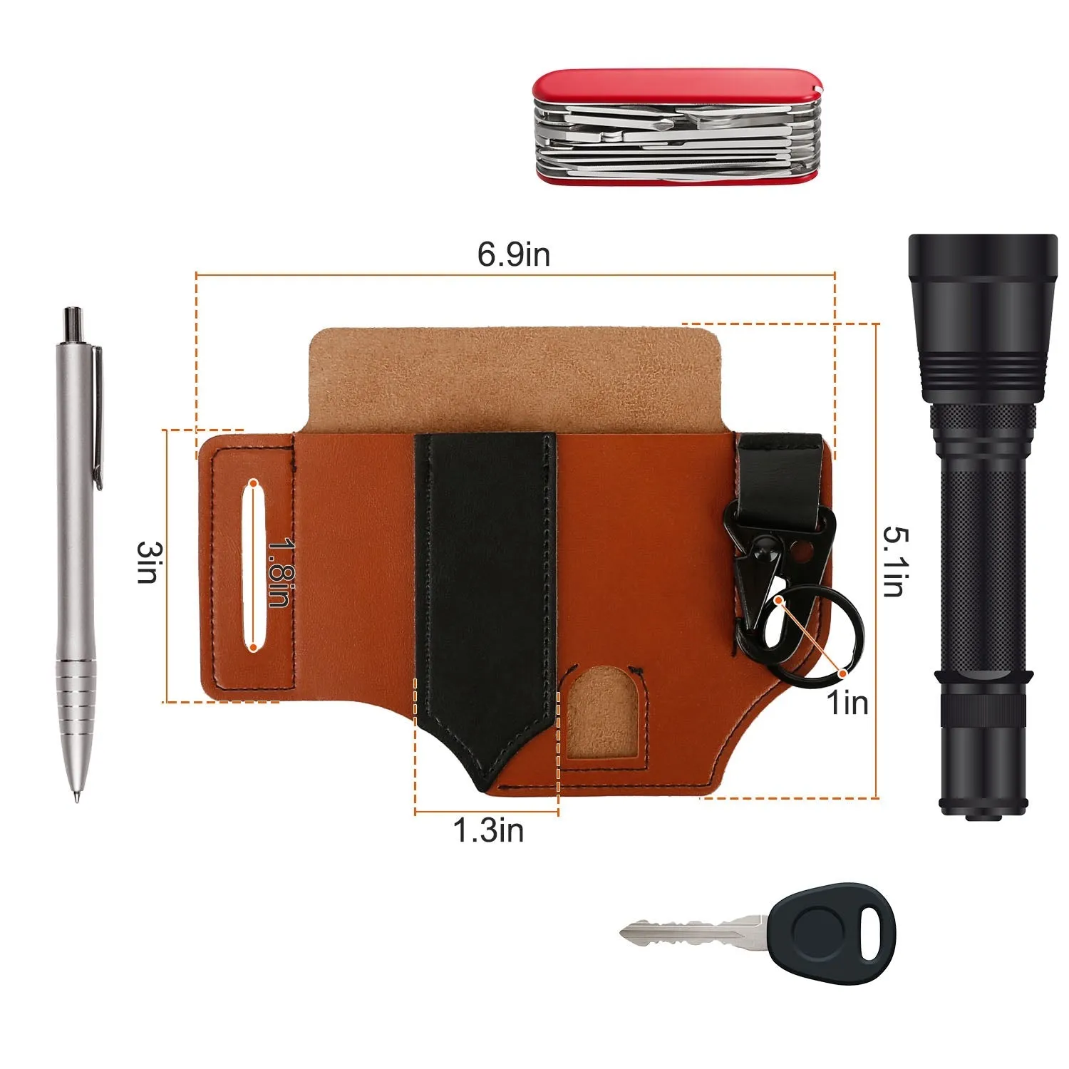Multi-tool Sheath for Belt Leather EDC Pocket Organizer