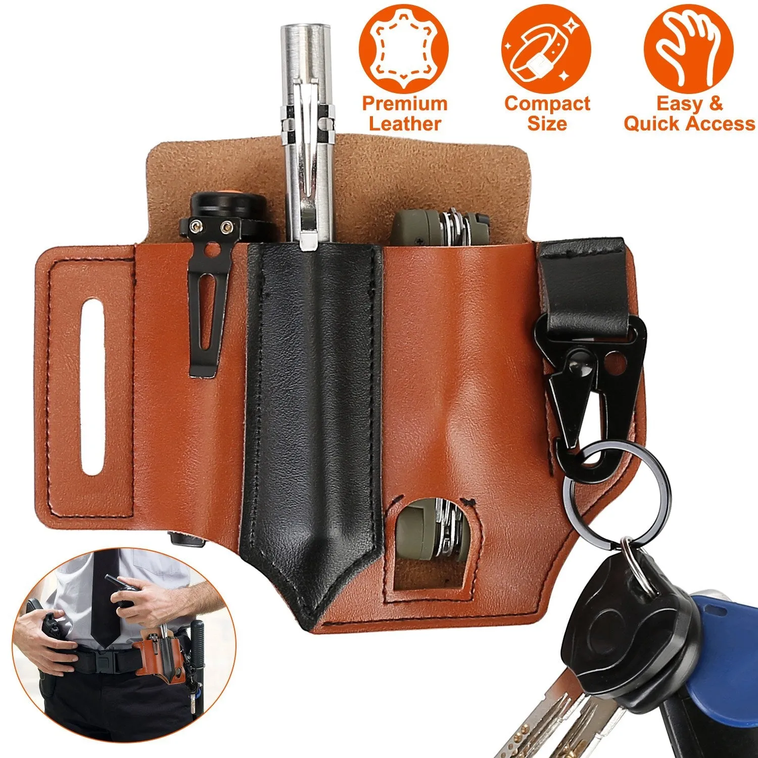 Multi-tool Sheath for Belt Leather EDC Pocket Organizer