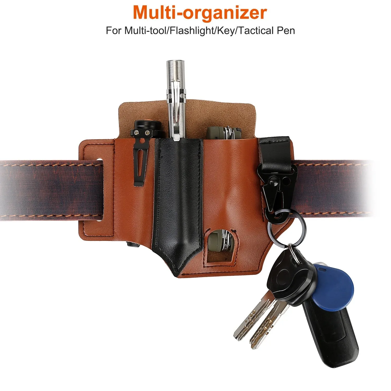 Multi-tool Sheath for Belt Leather EDC Pocket Organizer