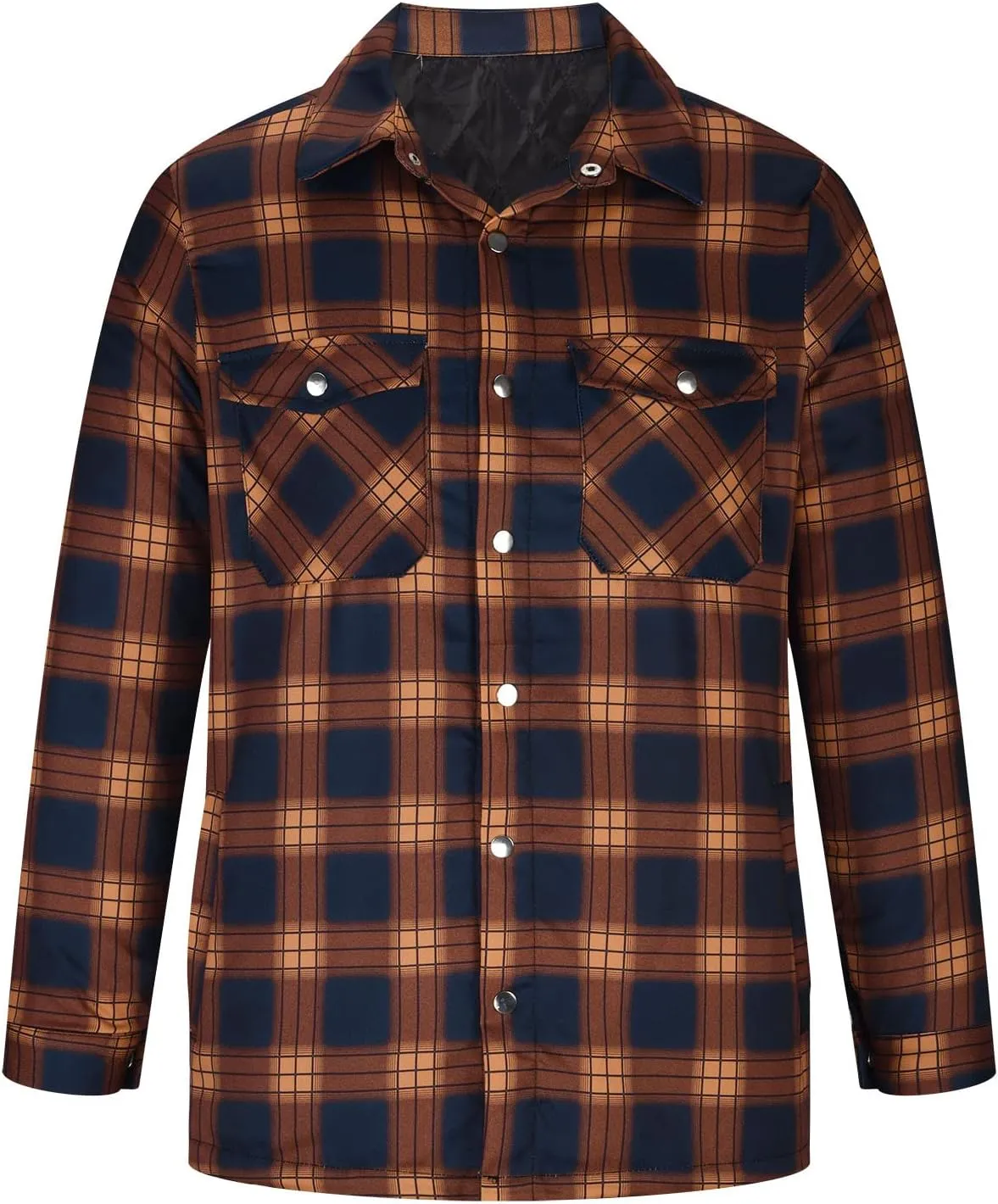 Muscularfit Plaid Jacket Coats for Men Causal Fashion Fleece Lined Button Down Sweaters Warm Lattice Turn-Down Collar Jacket