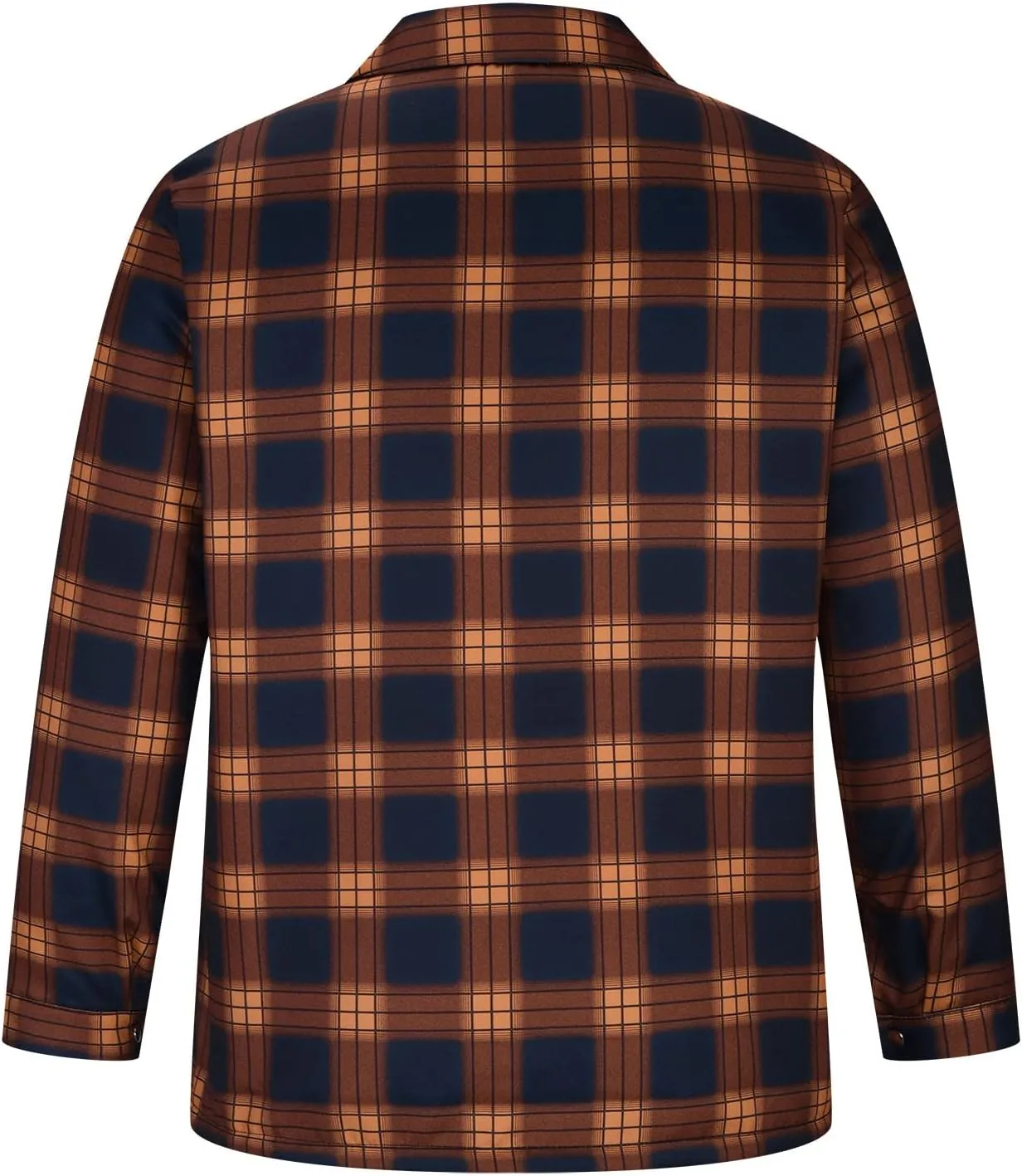Muscularfit Plaid Jacket Coats for Men Causal Fashion Fleece Lined Button Down Sweaters Warm Lattice Turn-Down Collar Jacket