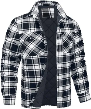 Muscularfit Plaid Jacket Coats for Men Causal Fashion Fleece Lined Button Down Sweaters Warm Lattice Turn-Down Collar Jacket