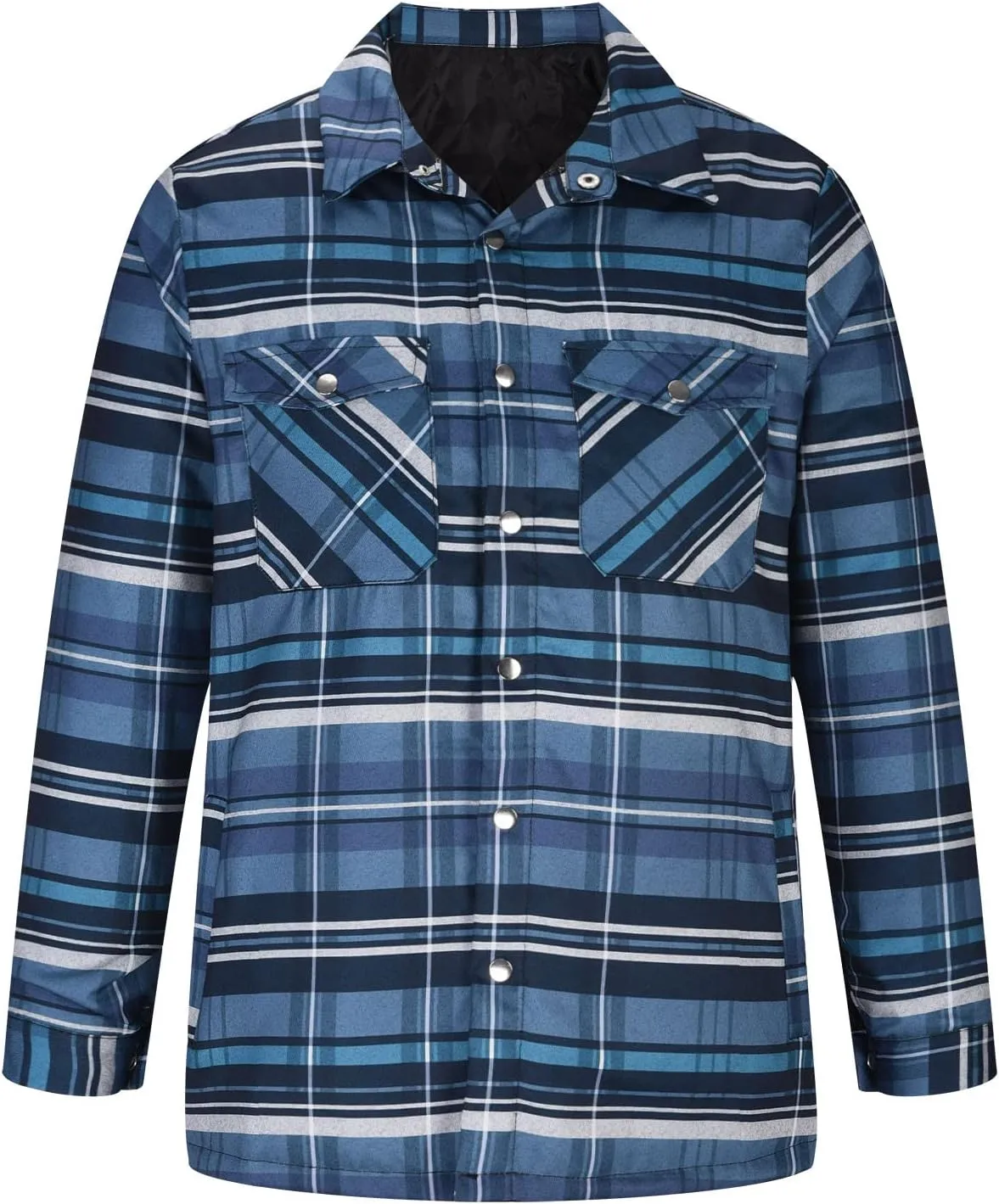 Muscularfit Plaid Jacket Coats for Men Causal Fashion Fleece Lined Button Down Sweaters Warm Lattice Turn-Down Collar Jacket