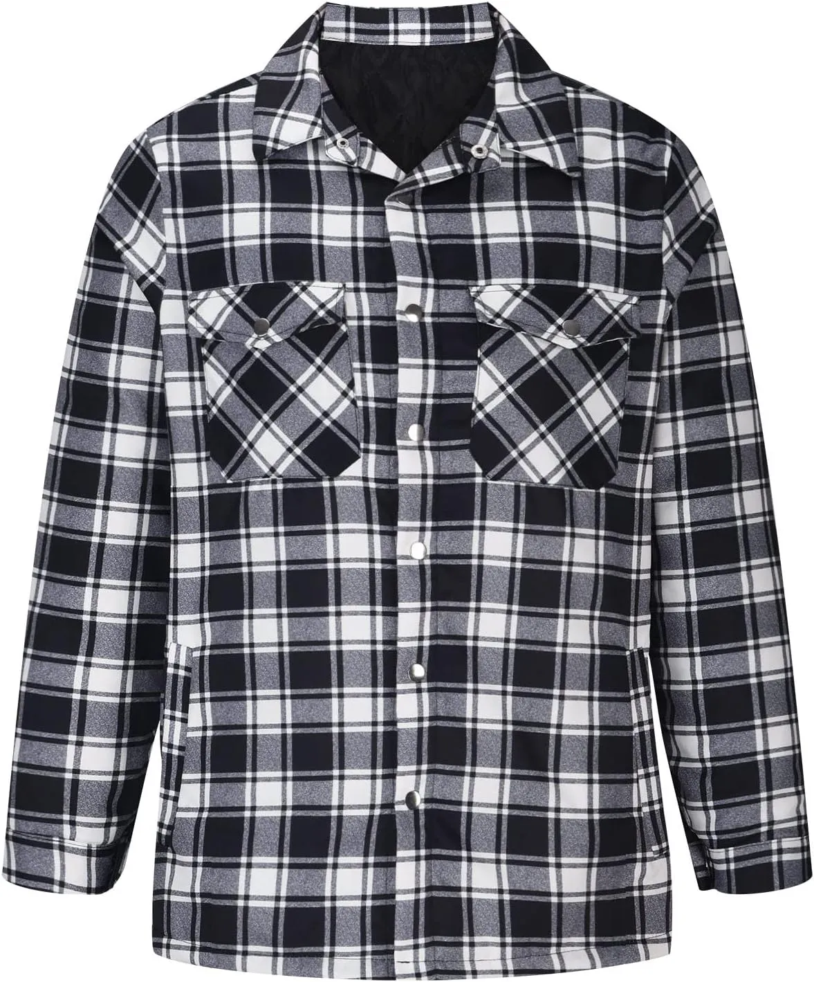Muscularfit Plaid Jacket Coats for Men Causal Fashion Fleece Lined Button Down Sweaters Warm Lattice Turn-Down Collar Jacket