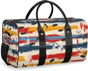 Music Note Travel Duffle Bag, Sports Gym Bags for Women Men, Carry On Weekender Overnight Bag, Music Themed Workout Hospital Airplane Trips Bag