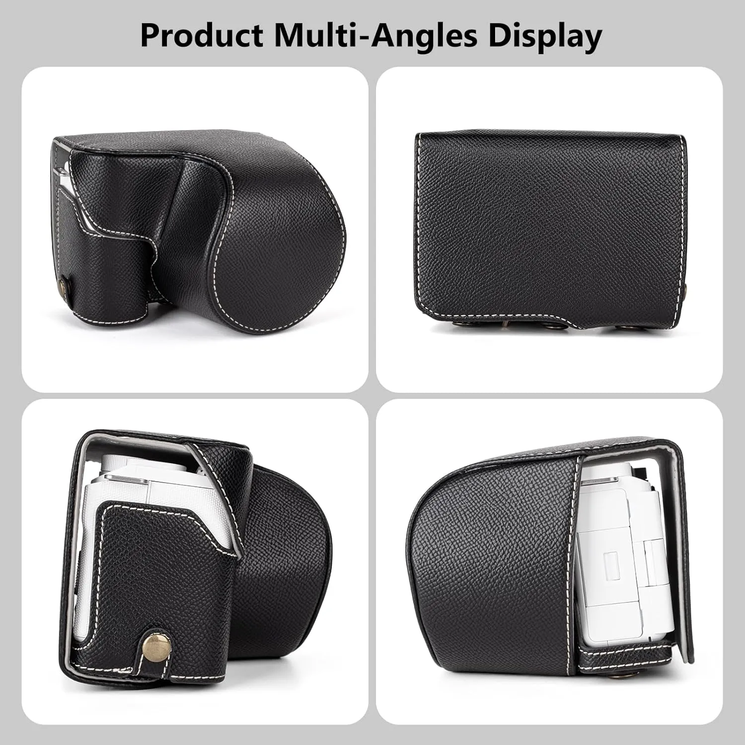 MUZIRI KINOKOO Camera Case for Sony ZV-E10 II, PU Leather Protective Case for Sony Alpha ZV-E10 II/ZVE10 II Camera with 16-50mm Lens - Removable Case with Shoulder Strap & Storage Pocket - Black