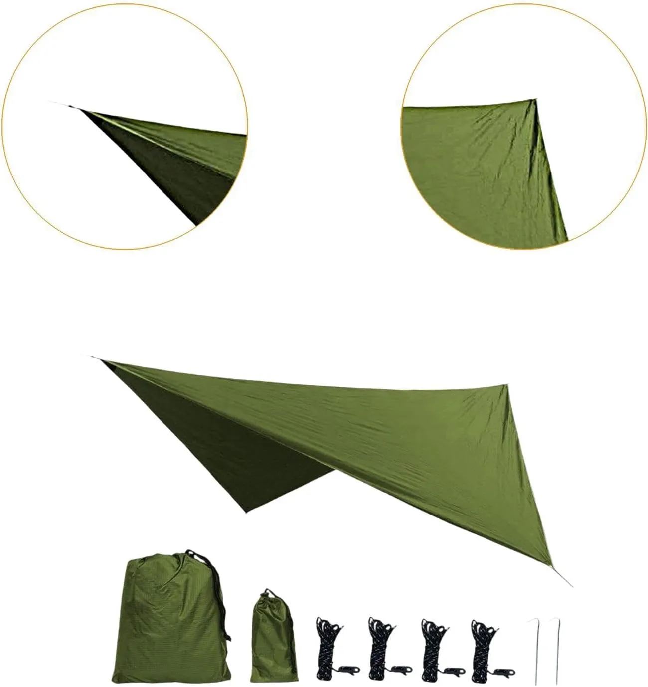 MYCENSE Camping Tarp Hammock Canopy Lightweight Sun Protection Large Tent Tarp Rain Awning for Backyard Outdoor Beach Travel Fishing, Green