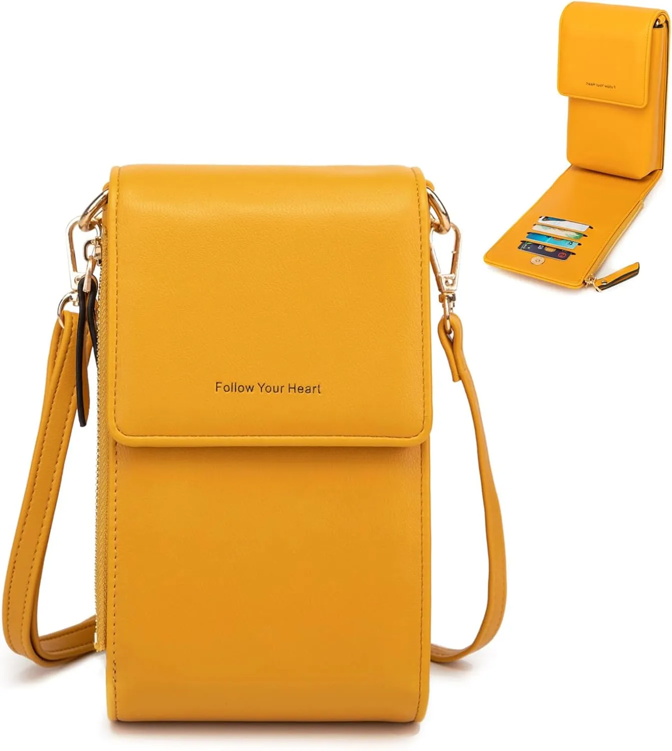 myfrdiay Roomy Pocket Small Crossbody Purse for Women, Flap Mini Shoulder Bag with 4 Credit Slots