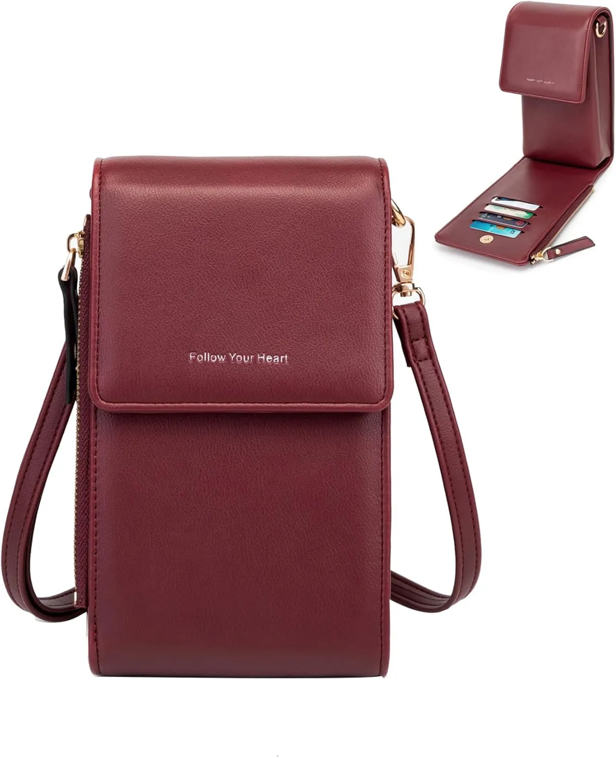 myfrdiay Roomy Pocket Small Crossbody Purse for Women, Flap Mini Shoulder Bag with 4 Credit Slots