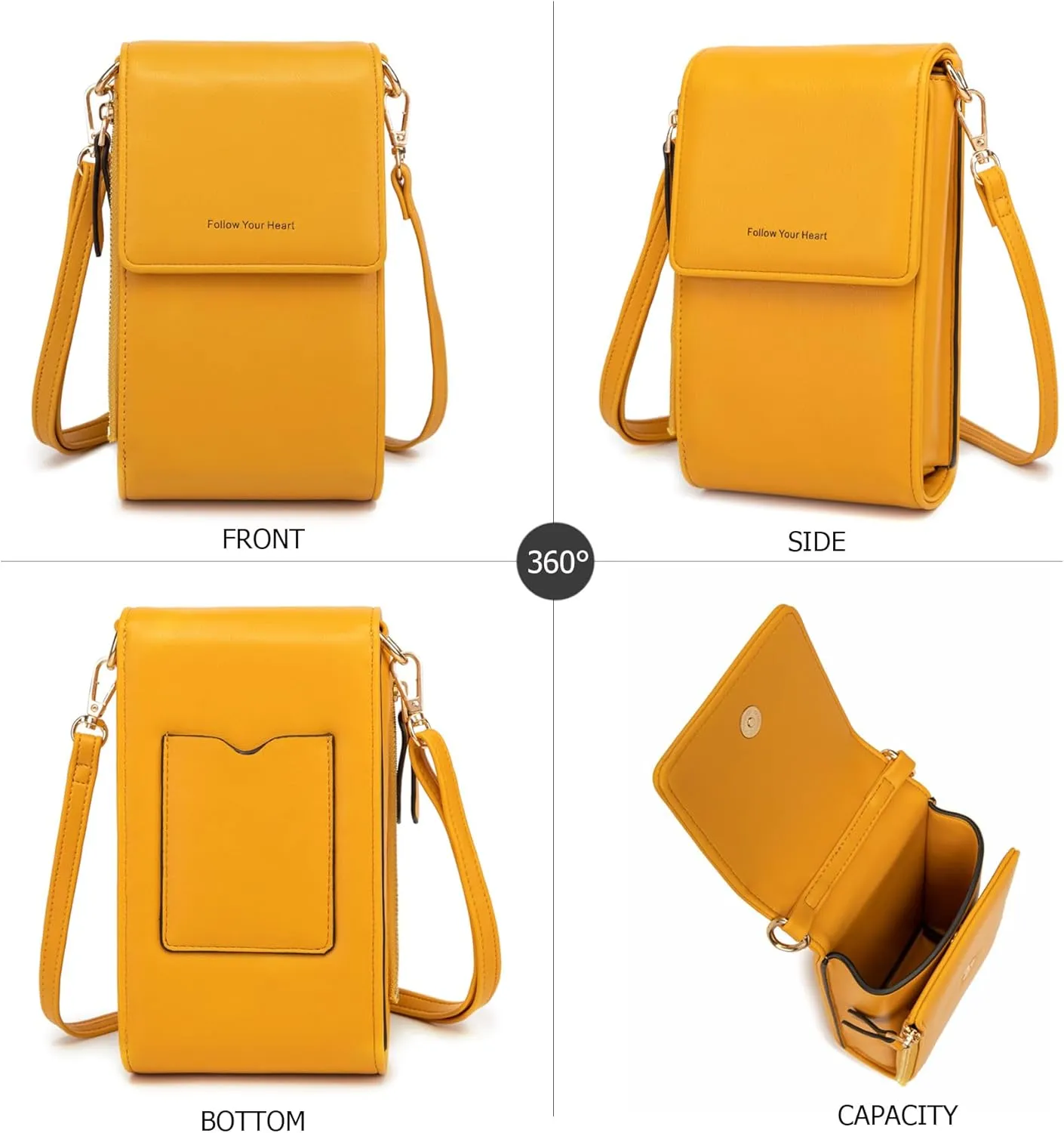 myfrdiay Roomy Pocket Small Crossbody Purse for Women, Flap Mini Shoulder Bag with 4 Credit Slots