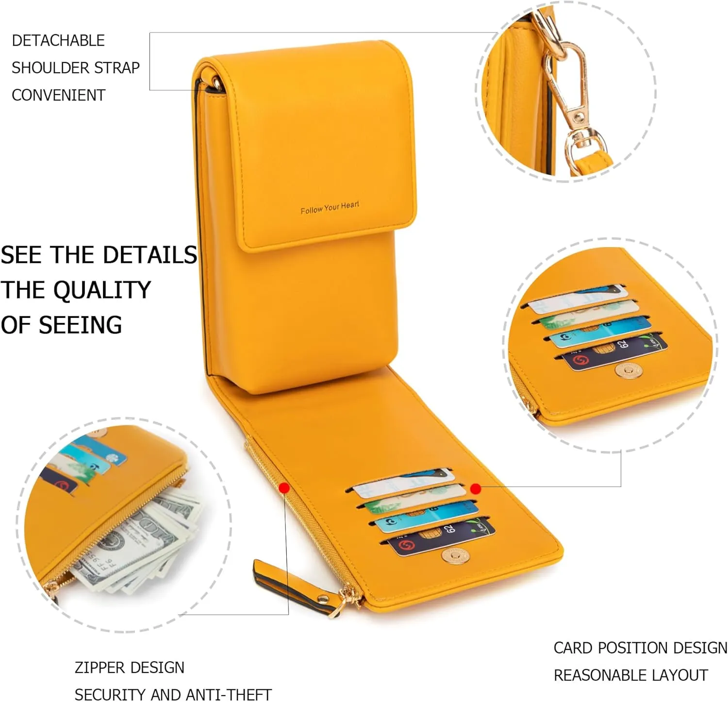 myfrdiay Roomy Pocket Small Crossbody Purse for Women, Flap Mini Shoulder Bag with 4 Credit Slots