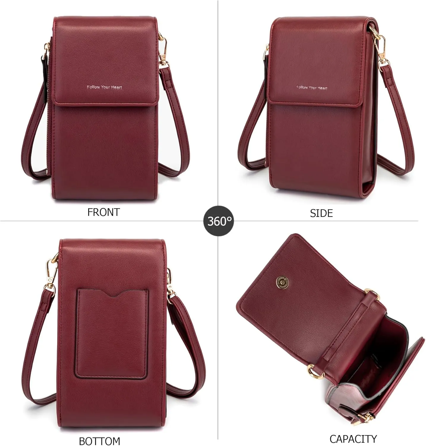 myfrdiay Roomy Pocket Small Crossbody Purse for Women, Flap Mini Shoulder Bag with 4 Credit Slots