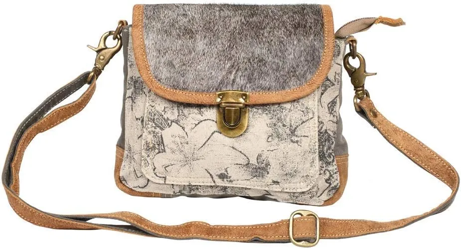 Myra Bag Radiant Upcycled Canvas & Cowhide Leather Crossbody Bag S-1257