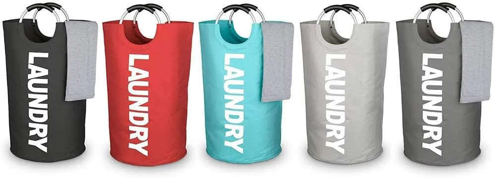 Mziart 90L Large Collapsible Laundry Hamper Laundry Basket with Alloy Handles for College, Camping and Home, Heavy Duty and Durable Thicken Foldable Clothes Storage Washing Bag (Blue)