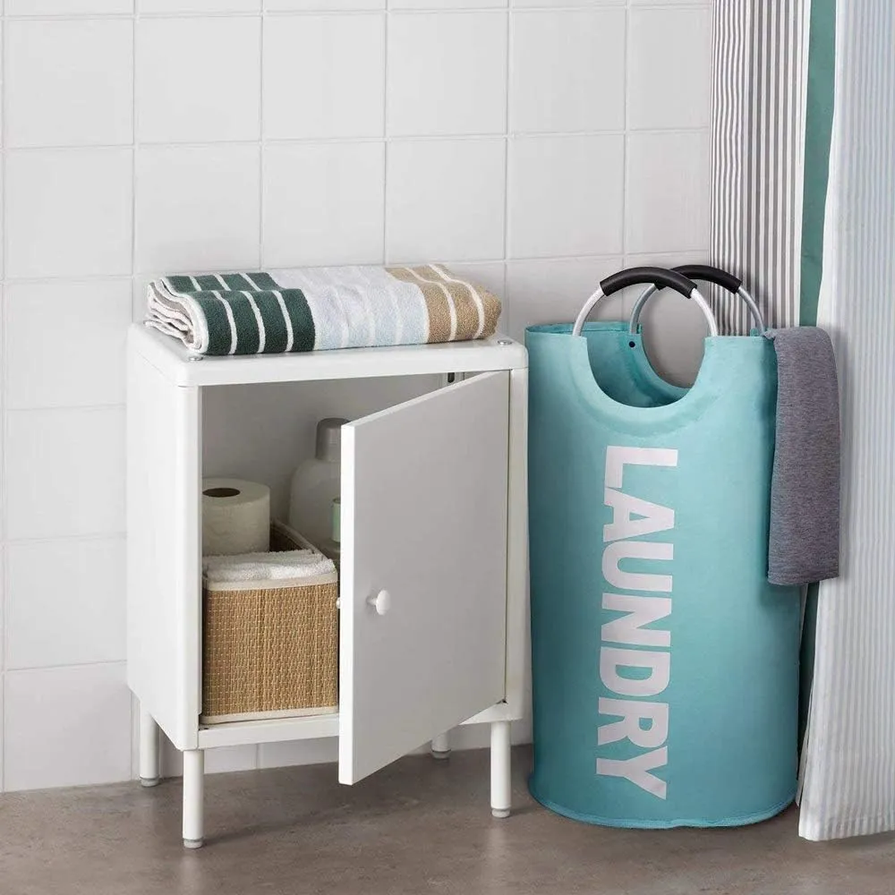 Mziart 90L Large Collapsible Laundry Hamper Laundry Basket with Alloy Handles for College, Camping and Home, Heavy Duty and Durable Thicken Foldable Clothes Storage Washing Bag (Blue)