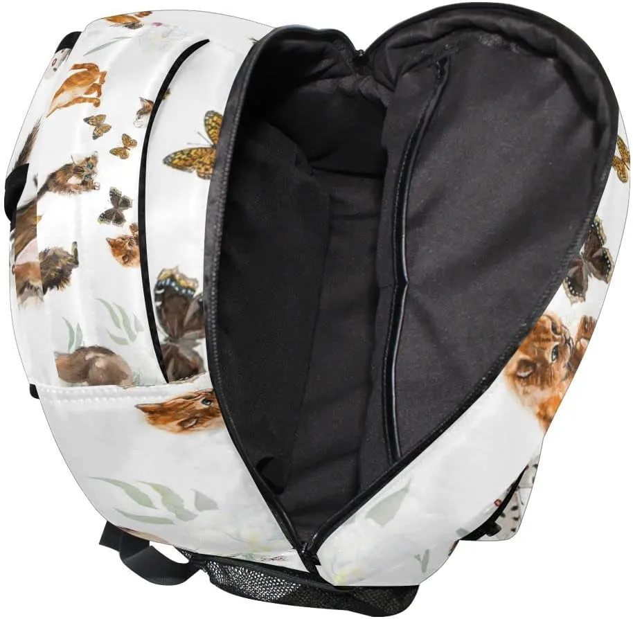 Nander Custom You Name Lovely Butterfly Cat Backpack,Casual Daypacks Outdoor Sports Rucksack School Shoulder Bag for Men Women Boys Girls-12x7.3x16.9in