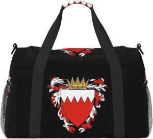 National Emblem Of Bahrain Travel Duffel Bag Large Foldable Waterproof Overnight Bag For Beach Swim Bags Pool Sports Gym