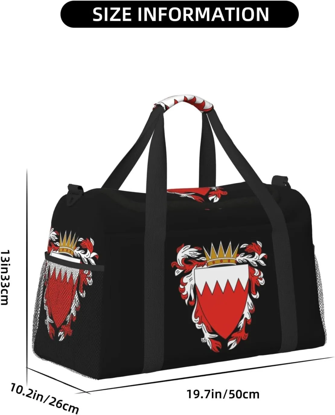 National Emblem Of Bahrain Travel Duffel Bag Large Foldable Waterproof Overnight Bag For Beach Swim Bags Pool Sports Gym