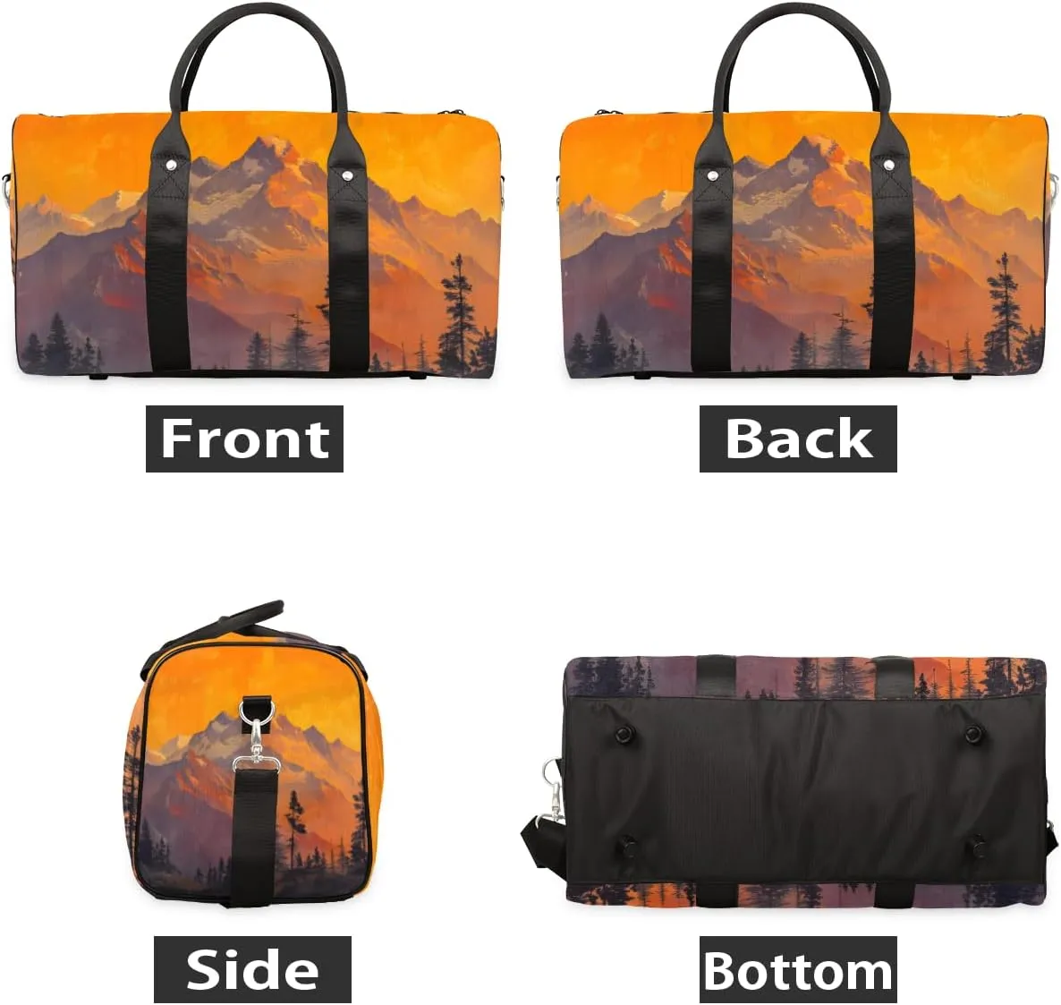 Nature Mountain Travel Duffle Bag for Women Men Gym Duffel Foldable Bag Waterproof Weekender Pine Tree Forest Duffle Tote