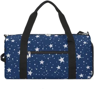 Navy Blue Night Sky Stars Sports Gym Bag for Men Women Travel Duffel Bag with Shoulder Strap