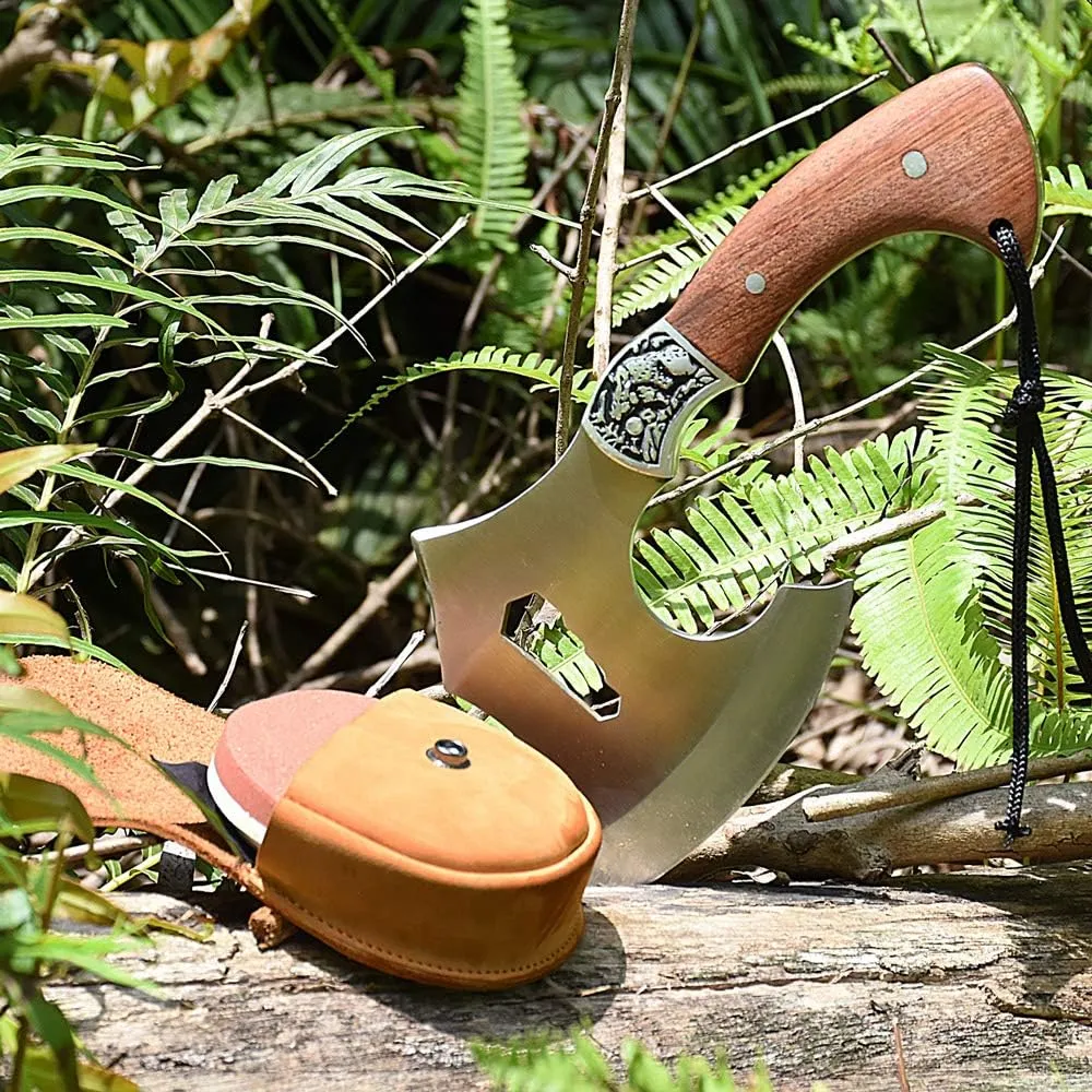 NedFoss Axe Sharpener Tool with Leather Sheath, Sharpening Puck Whetstone Hatchet & Tool Sharpening Stone, Dual Grit Multi-Purpose Sharpener (Red)