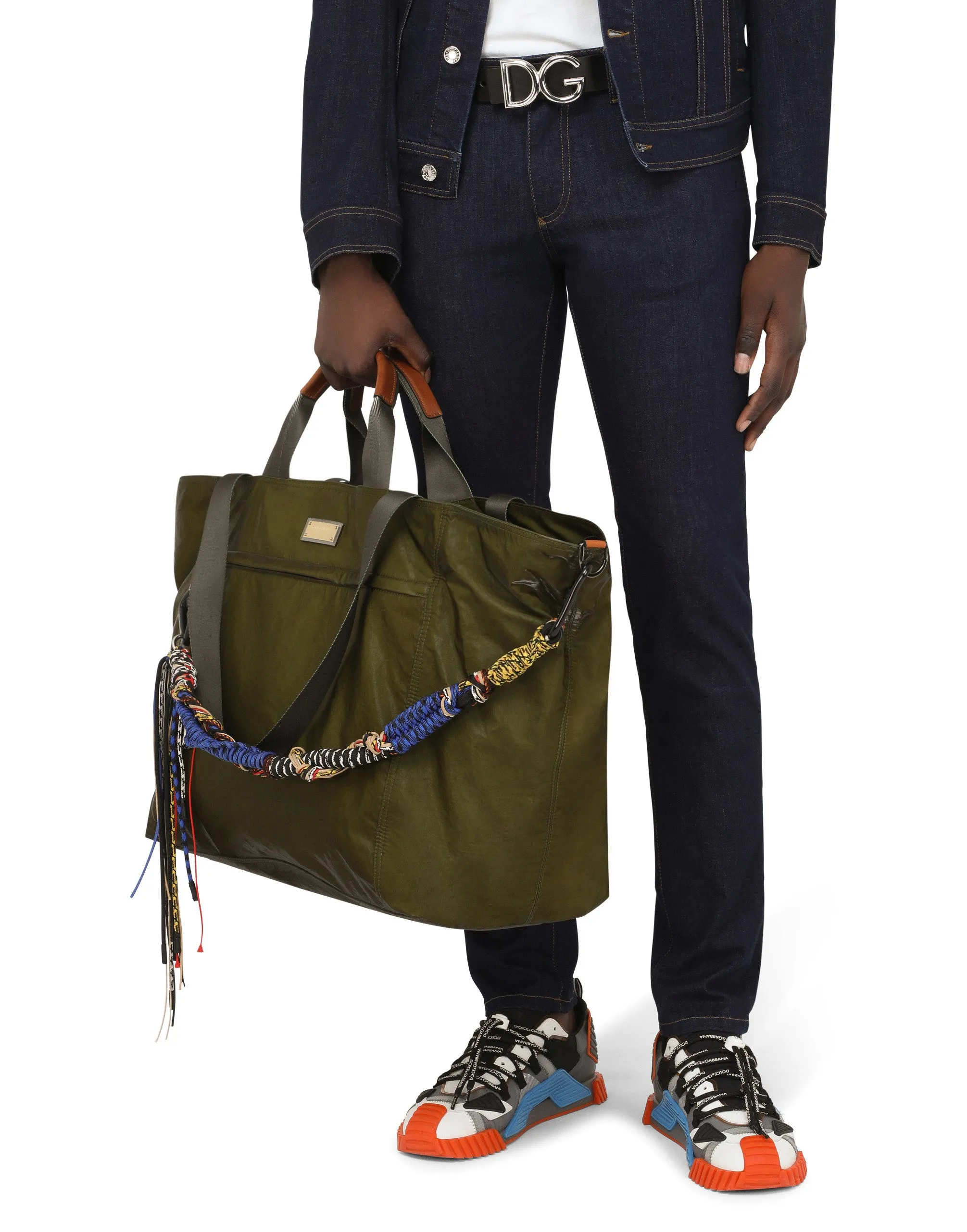 Nero Sicilia dna nylon travel bag with branded tag