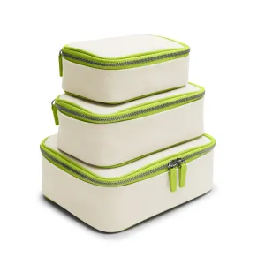 Nested Travel Organizer Trio in Canvas Natural Canvas/Lime