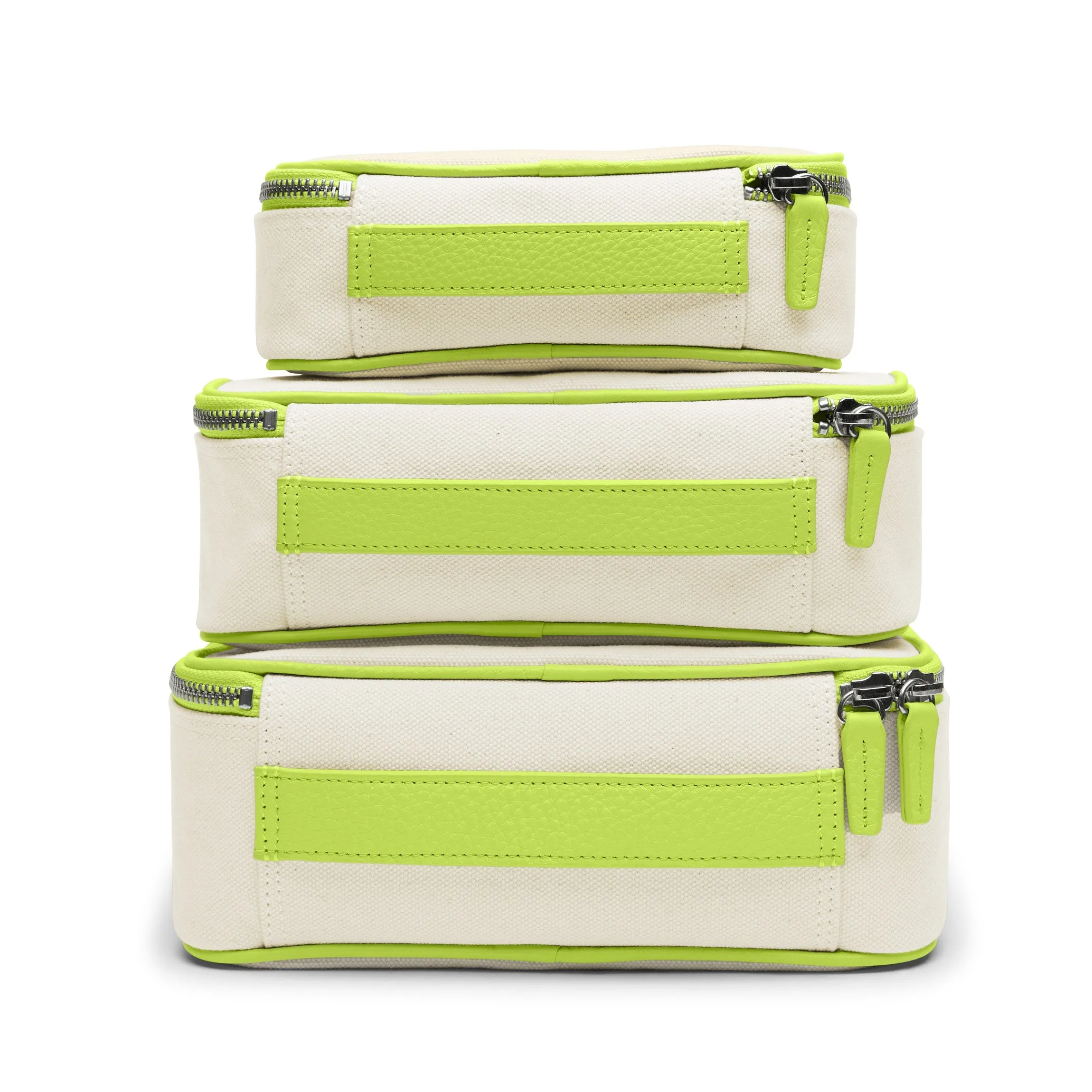 Nested Travel Organizer Trio in Canvas Natural Canvas/Lime