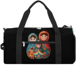 Nesting Doll Russian Gym Bag for Men Women Lightweight Duffel Bag Sports Workout Bag for Travel Yoga