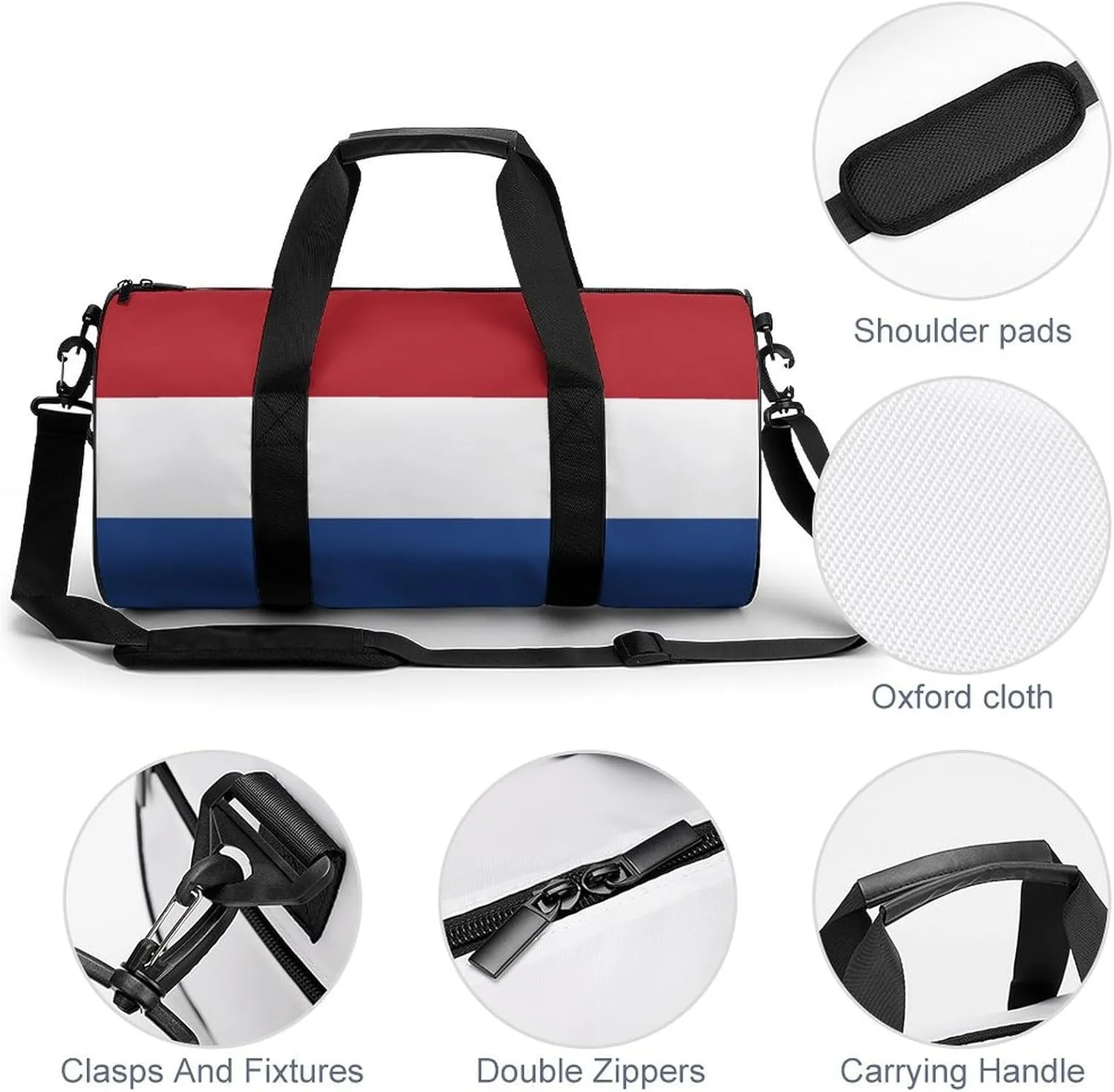 Netherlands Flag Sports Duffel Bag for Women Men with Wet Pocket Gym Bag
