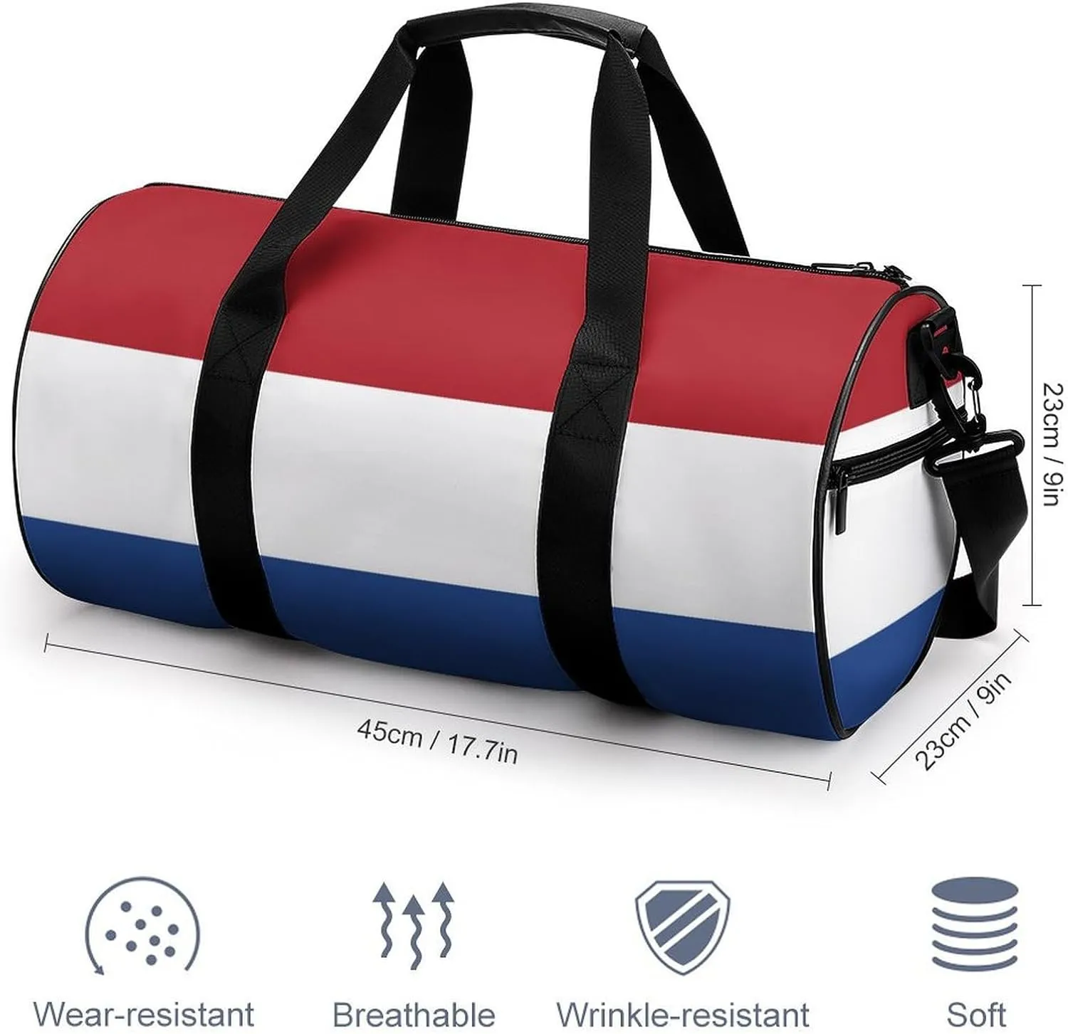 Netherlands Flag Sports Duffel Bag for Women Men with Wet Pocket Gym Bag