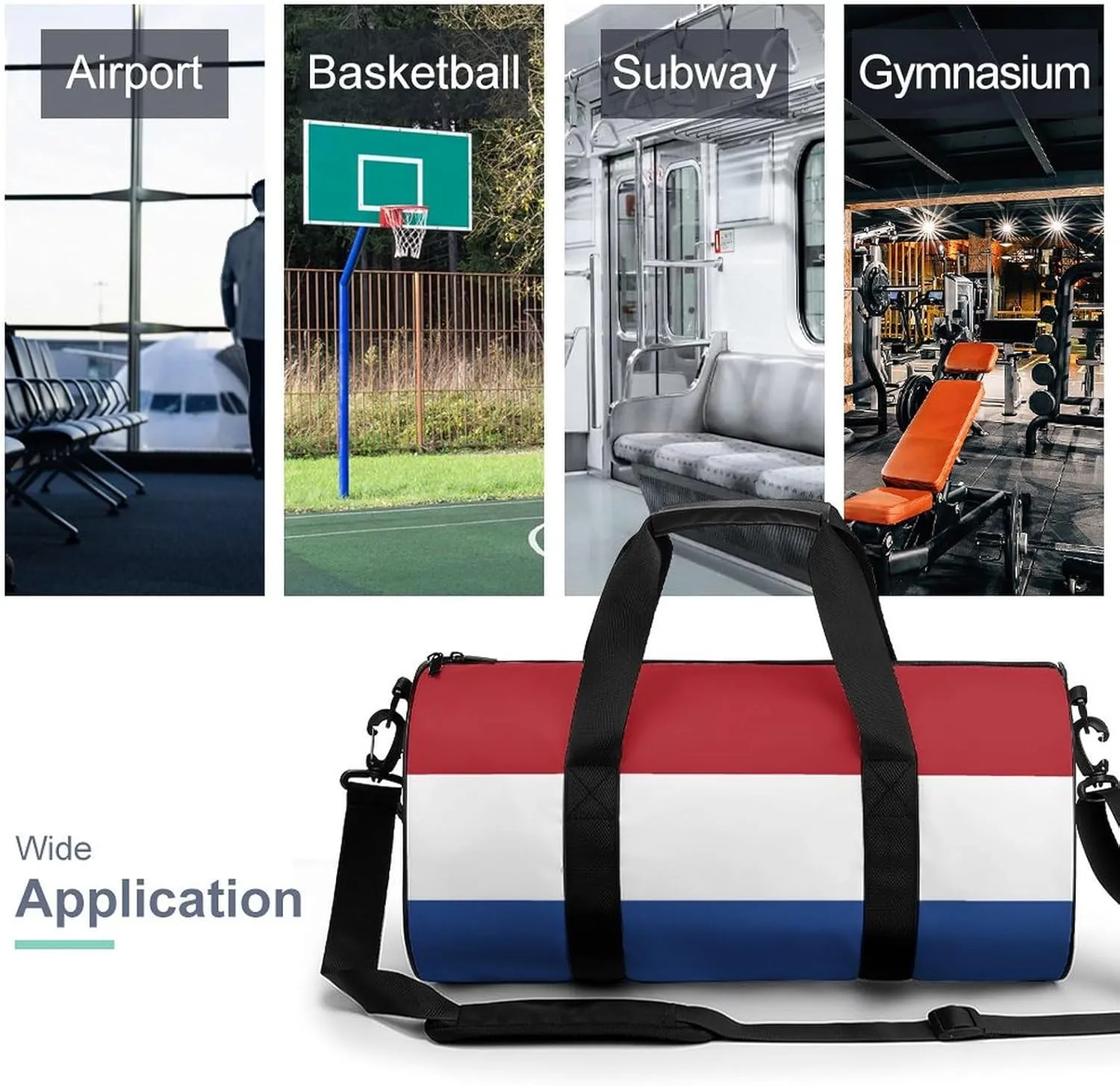 Netherlands Flag Sports Duffel Bag for Women Men with Wet Pocket Gym Bag