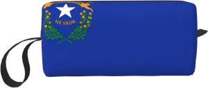 Nevada State Flag print Large Capacity Travel Makeup Case Organizer Makeup Bag Portable Cosmetic Bag For Women