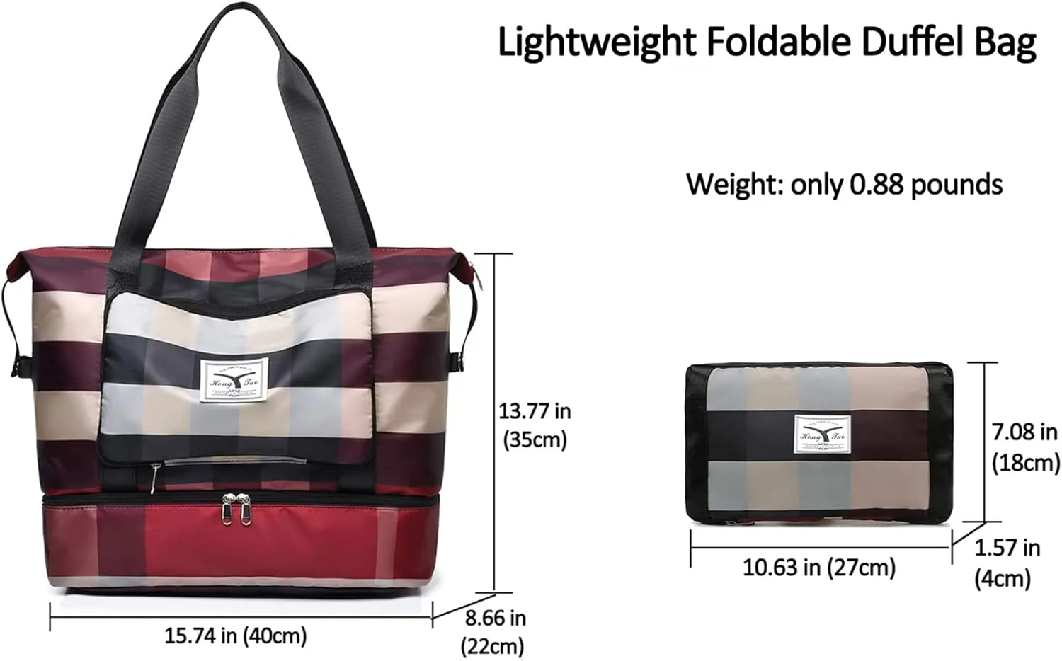 New Foldable Dry/Wet Separation Travel Duffel Bag with Shoe Compartment Large Capacity Folding Weekender Overnight Bag Lightweight Waterproof Gym Tote Bag (F-Blue)