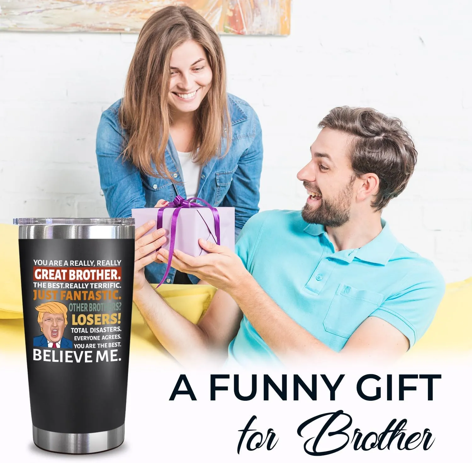 NewEleven Fathers Day Gift For Brother - Brother Birthday Gifts For Big, Little Brothers, Siblings, Bro In Law - Funny Brothers Gift From Sister, Bro - 20 Oz Tumbler