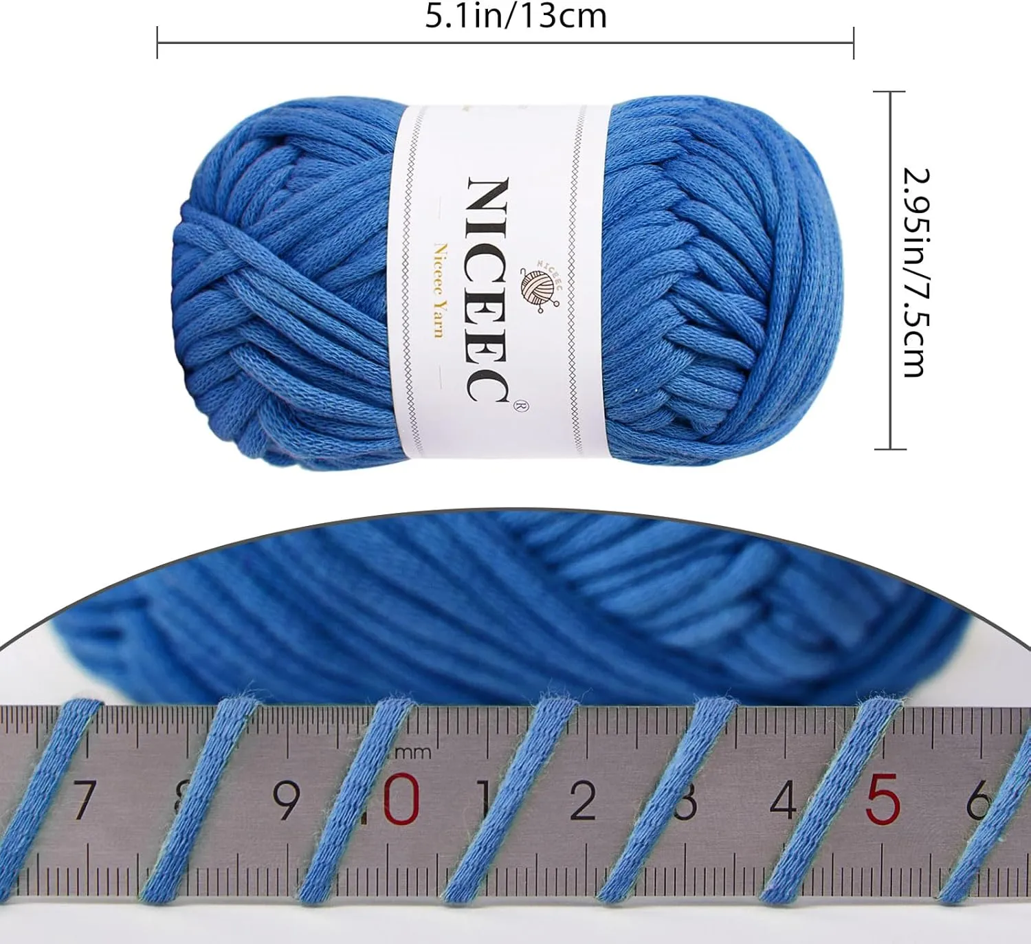 NICEEC 4 Skeins Soft Cotton-Nylon Blend Yarn for Crochet & Knitting - Easy-Use, Beginner Friendly, DIY Craft Yarn - Total Length 220yds (7.1oz) - Blue