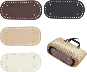NICENEEDED 4 PCS Bag Bases for Crochet, 4 Colors Crochet Bag Bottom Leather Bottom Shaper Pad with Holes for DIY Crochet Bag Shoulder Bags Purse Making