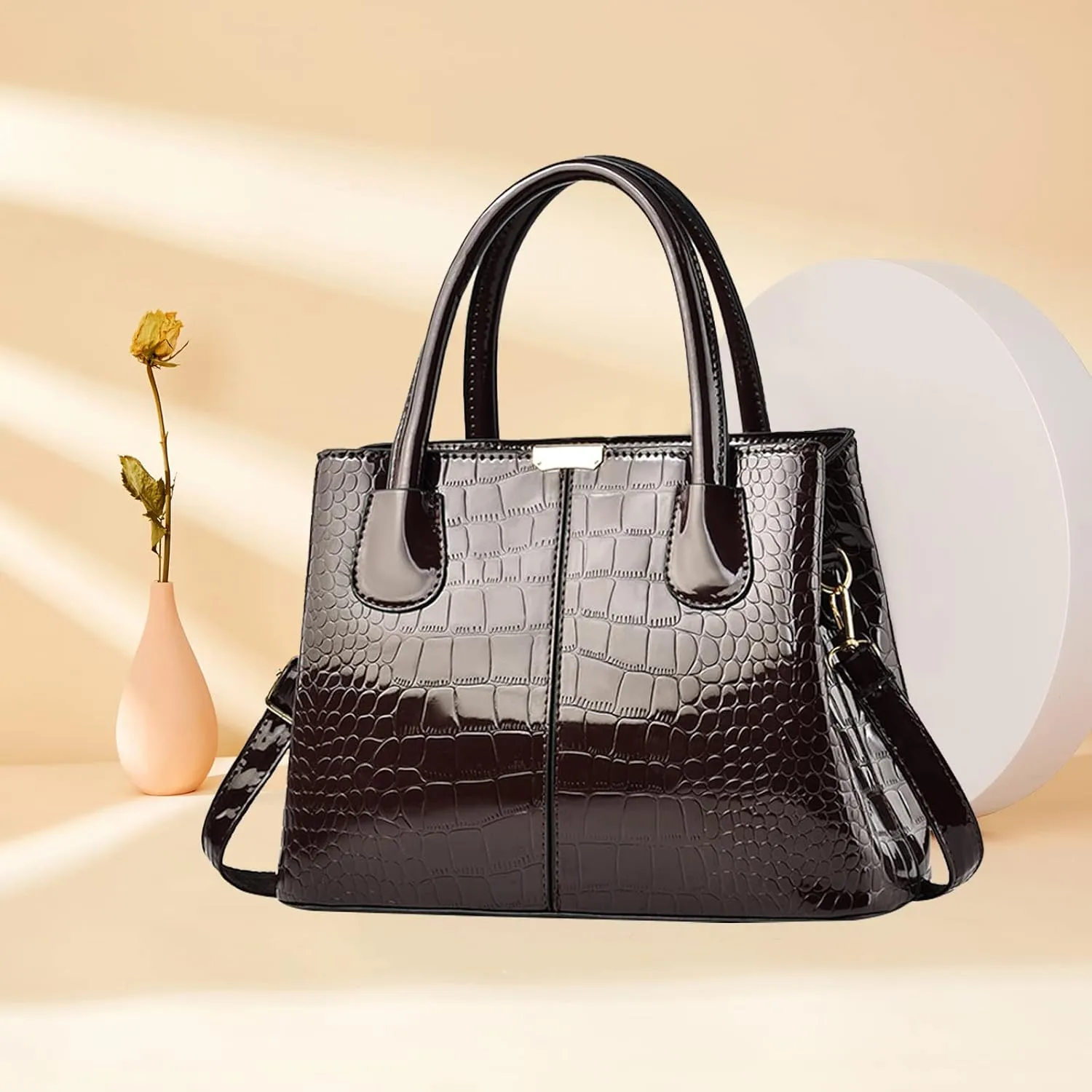 NICOLE & DORIS Women Handbag Patent Leather Top Handle Bags Shoulder Bag Elegant Tote Bag Ladies Hand Bag for Work