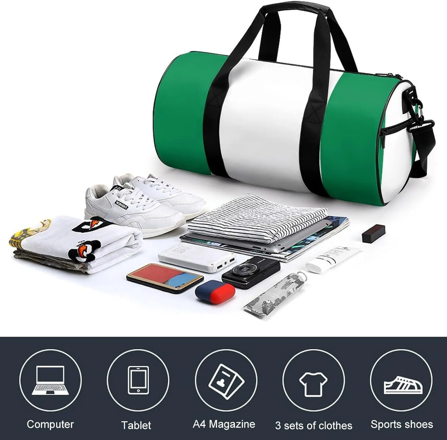 Nigeria Flag Travel Gym Duffel Bag for Women Men Dry Wet Separation Carry On Weekender