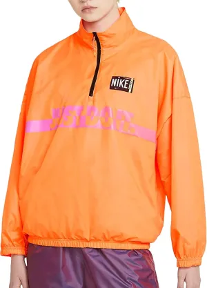 Nike Sportswear Women's Woven Pullover Jacket Oversized Fit (Atomic Orange/Black, XX-Large)