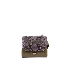 Ninon De Lancel  Mauve / Khaki Flap Bag With Handle