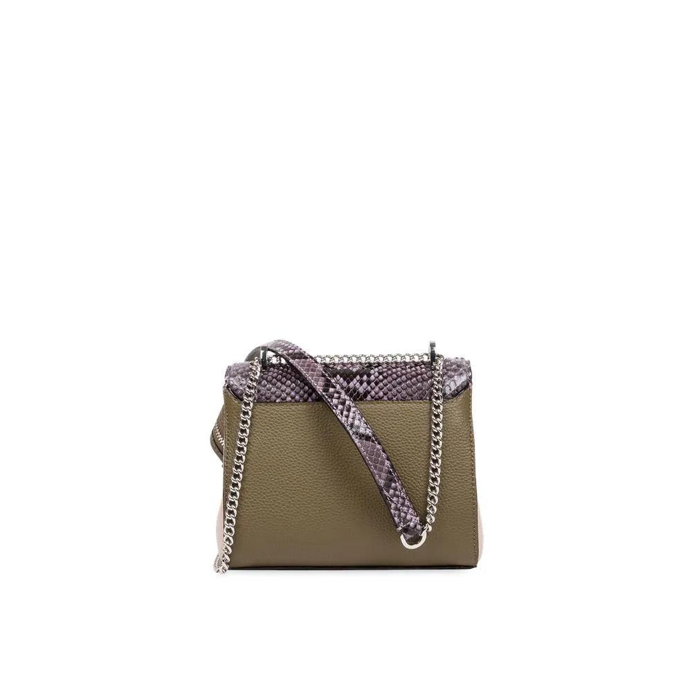 Ninon De Lancel  Mauve / Khaki Flap Bag With Handle