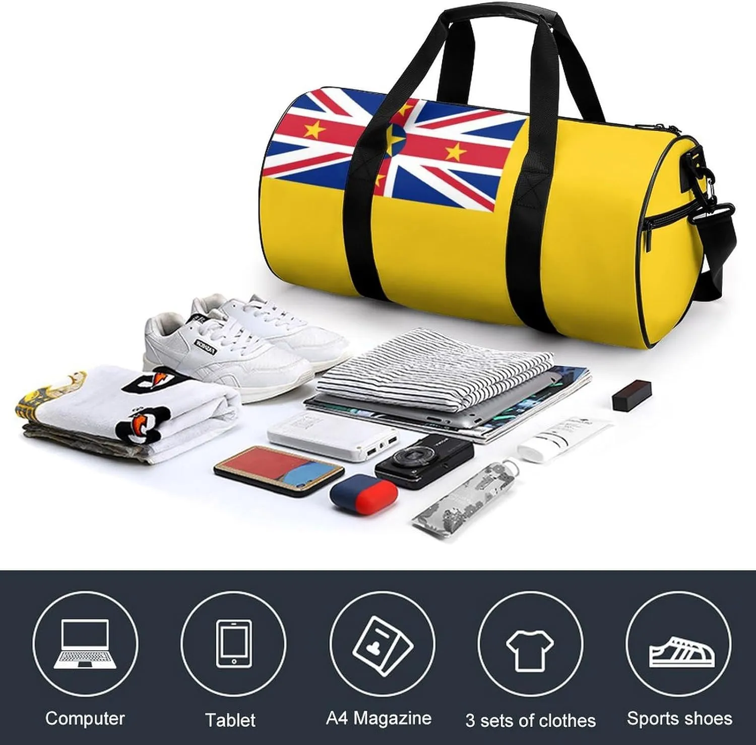 Niue Flag Travel Duffel Bag with Wet Pocket for Men Women Gym Weekender Tote